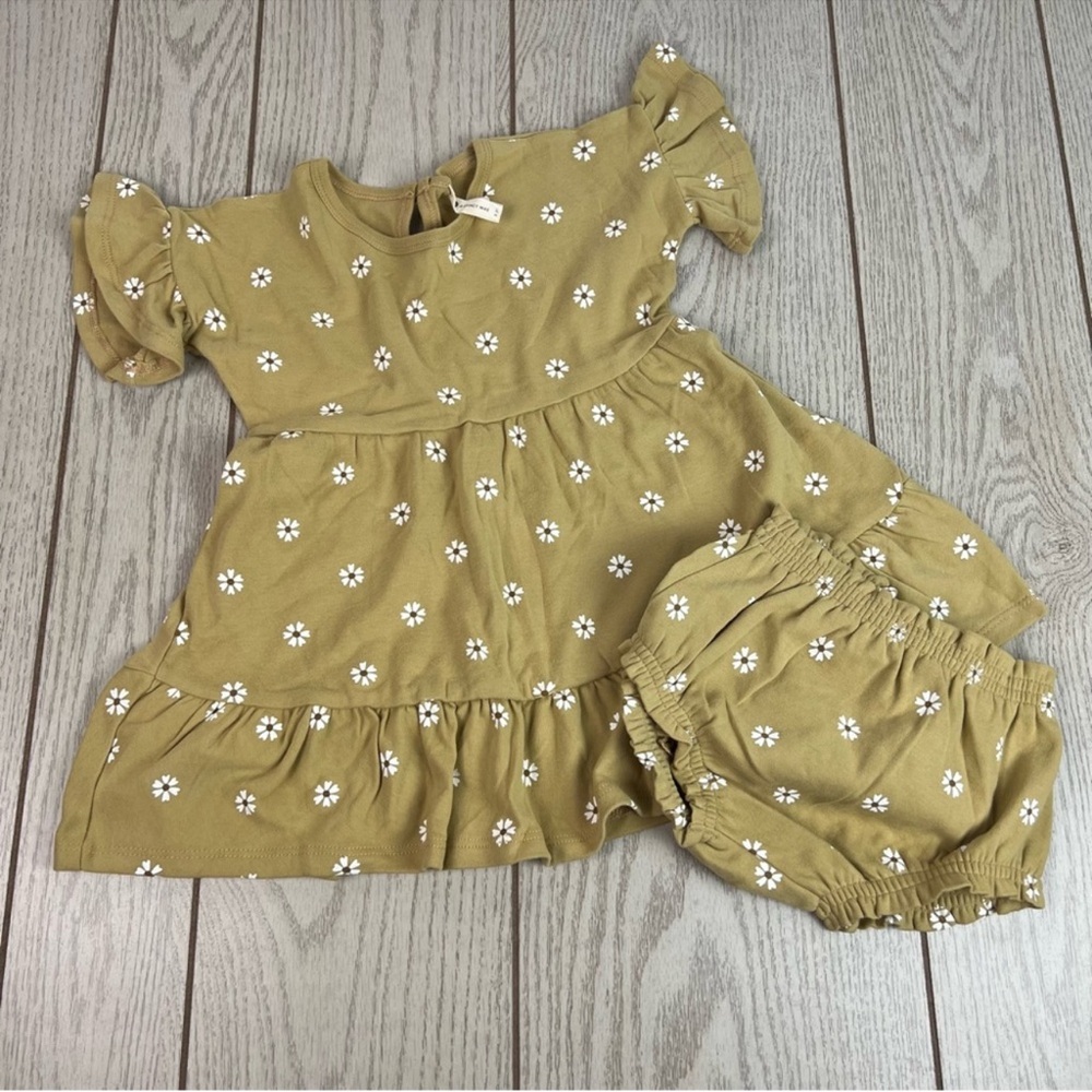 NWT Q by Quincy Mae flutter dress & bloomer set, honey floral, multi size, girls